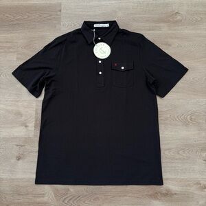 NEW Criquet Polo Shirt Mens Large Black Short Sleeve Golf Activewear Performance